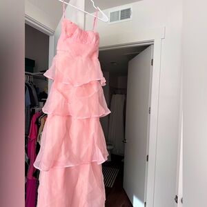 PROVENCE TIERED MIDI DRESS SOLID PINK